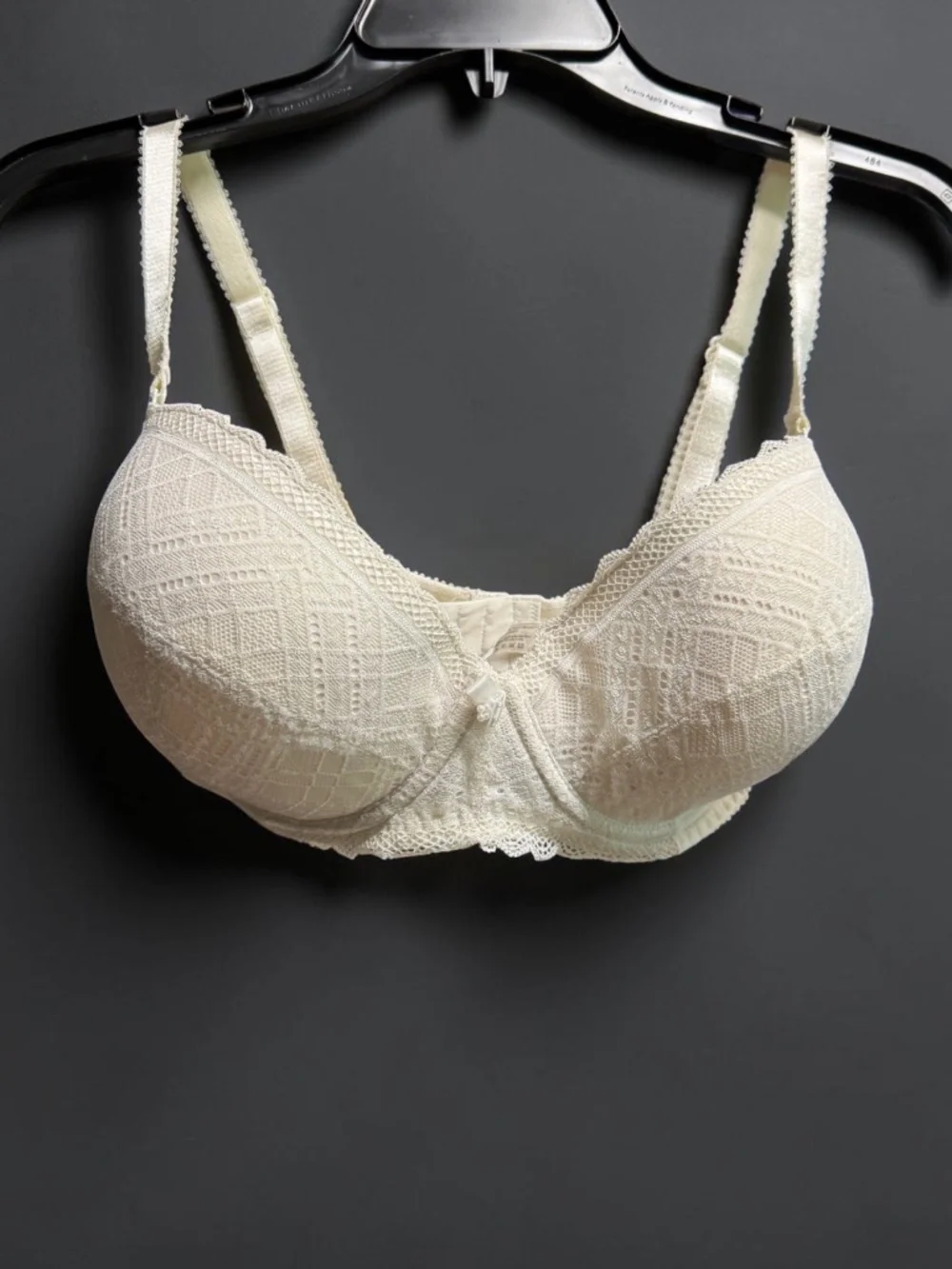 Ivory Lace Underwire Bra 34F Feminine Textured Bra